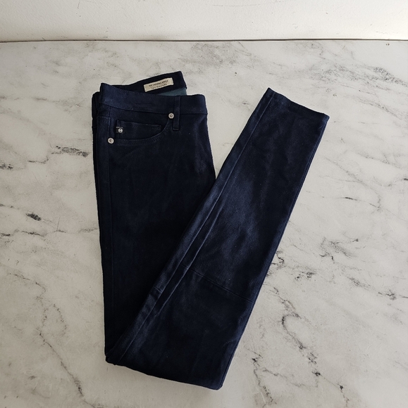 Adriano Goldschmied 100% Lamb Suede Midrise Super Skinny Ankle Blue Jeans 27 NWT - Picture 4 of 8